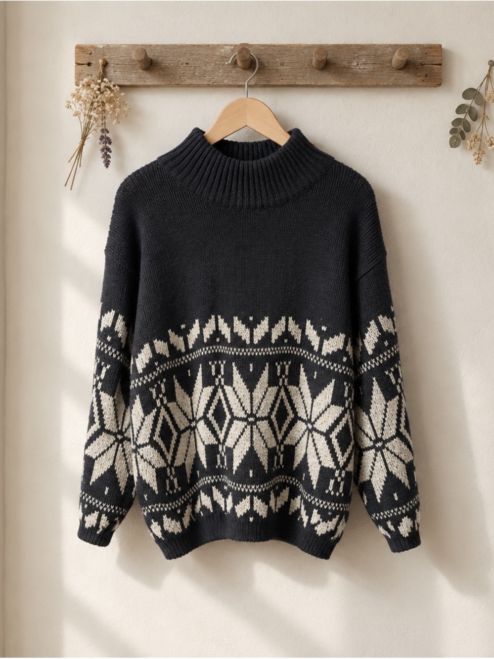 Esprit Black and Cream Nordic Turtleneck Sweater